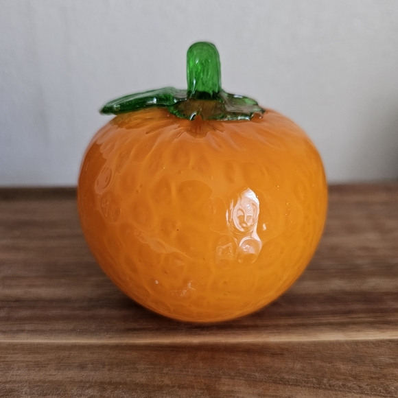 Art glass orange fruit decor centerpiece paperweight Art glass orange fruit decor centerpiece paperweight