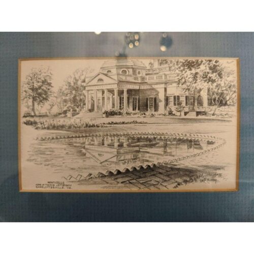 Art James F Murray Vintage Pencil Drawing Monticello Jefferson Charlottesville