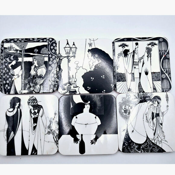 Aubrey Vincent Beardsley Art Prints on Coaster Pre-owned Total 12 Aubrey Vincent Beardsley Art Prints on Coaster Pre-owned Total 12