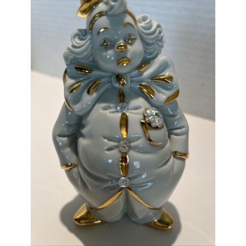 Capodimonte Porcelain‎ Chubby CLOWN Figurine Swarovski Crystal Gold Italy