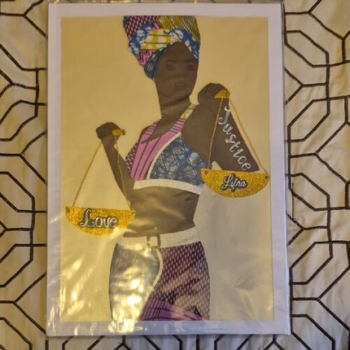 Colorful African Woman Art Print Libra Scales