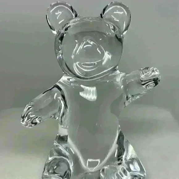 DAUM FRANCE Teddy Bear Figurine Art Glass Clear Crystal 4" Signed DAUM FRANCE Teddy Bear Figurine Art Glass Clear Crystal 4" Signed