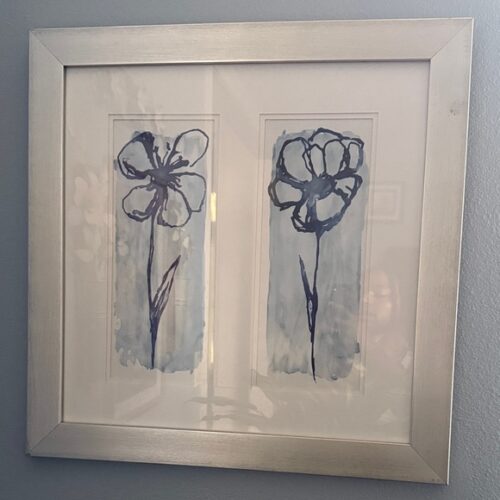 Floral Art Print with Silver Frame