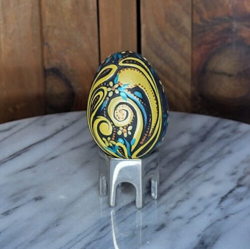Handcrafted Yellow and Blue Decorative Egg