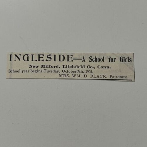 Ingleside A School For Girls Mrs. Wm. D. Black New Milford 1903 Clipping SAI4-S3