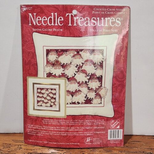 Needle Treasures NEW Santas Galore Pillow Counted Cross Stitch Kit Christmas