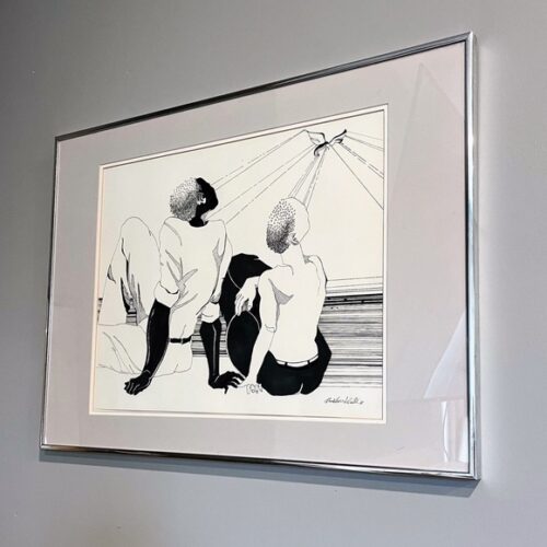 Original 1970s Pen & Ink Drawing by Black American Artist Quinton S. Nalle II