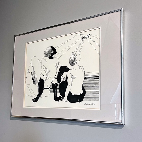 Original 1970s Pen & Ink Drawing by Black American Artist Quinton S. Nalle II