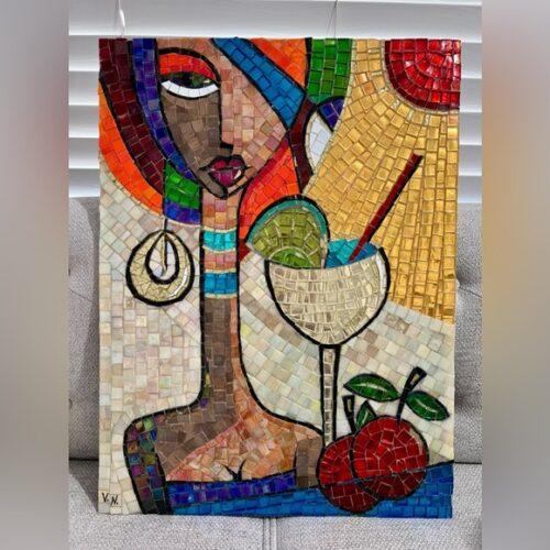 Original Glass Mosaic Art Artist Vera Nick 24” x 18” Beautiful