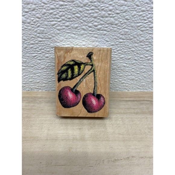 Rubber Stampede Cherries Wood Mounted Rubber Stamp