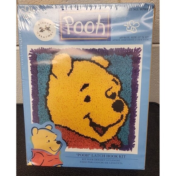 “Smiling Pooh” Winnie The Pooh Latch Hook Kit CARON WP0014 13”x13” NIP “Smiling Pooh” Winnie The Pooh Latch Hook Kit CARON WP0014 13”x13” NIP