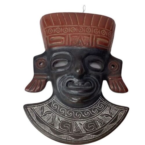 Tribal Mask Ceramic Wall Hanging Ethnic‎ Decor Plaque Brown Mexican Folk Art VTG