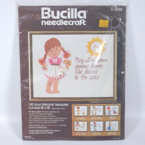 Vintage Bucilla All Your Dreams Crewel Kit 3526 15x18 Sealed NOS Grannycore Cute