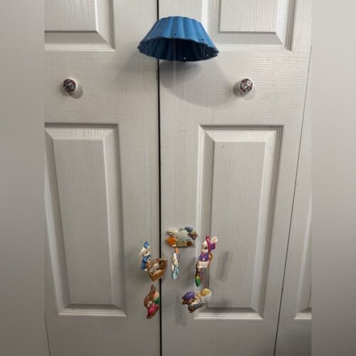 Vintage ceramic baby mobile wind chime bunny lamb sheep