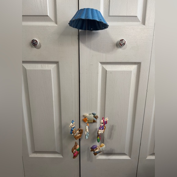 Vintage ceramic baby mobile wind chime bunny lamb sheep Vintage ceramic baby mobile wind chime bunny lamb sheep