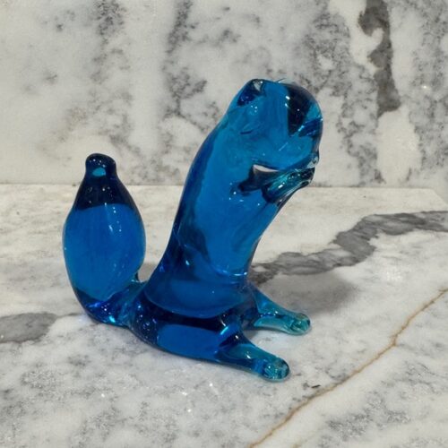 Vintage Cobalt Blue Glass Squirrel Paperweight 