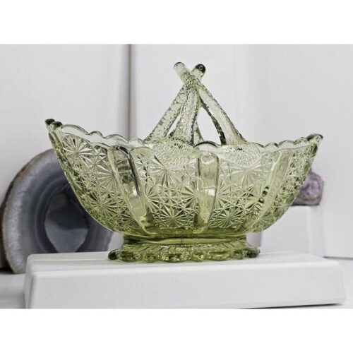 Vintage Cool Green Glass Small Basket