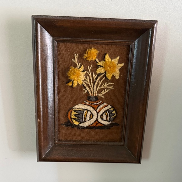 Vintage Floral Embroidered Wall Art Vintage Floral Embroidered Wall Art