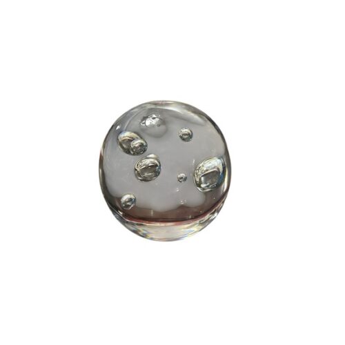 Vintage Murano Style Art Glass Sphere Clear‎ Controlled Bubbles Paperweight