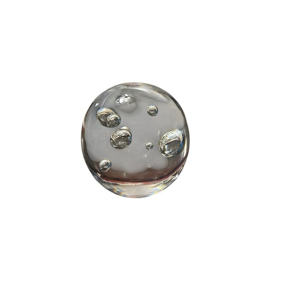 Vintage Murano Style Art Glass Sphere Clear Controlled Bubbles Paperweight Vintage Murano Style Art Glass Sphere Clear Controlled Bubbles Paperweight