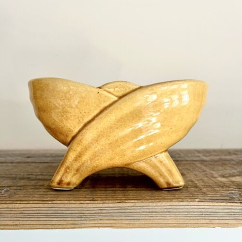 Vintage pottery planter mustard