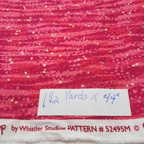 Windham Fabrics Dewdrop Pink Gold Metallic Stripe Cotton Fabric 1.5 Yards