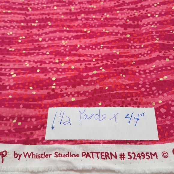 Windham Fabrics Dewdrop Pink Gold Metallic Stripe Cotton Fabric 1.5 Yards Windham Fabrics Dewdrop Pink Gold Metallic Stripe Cotton Fabric 1.5 Yards