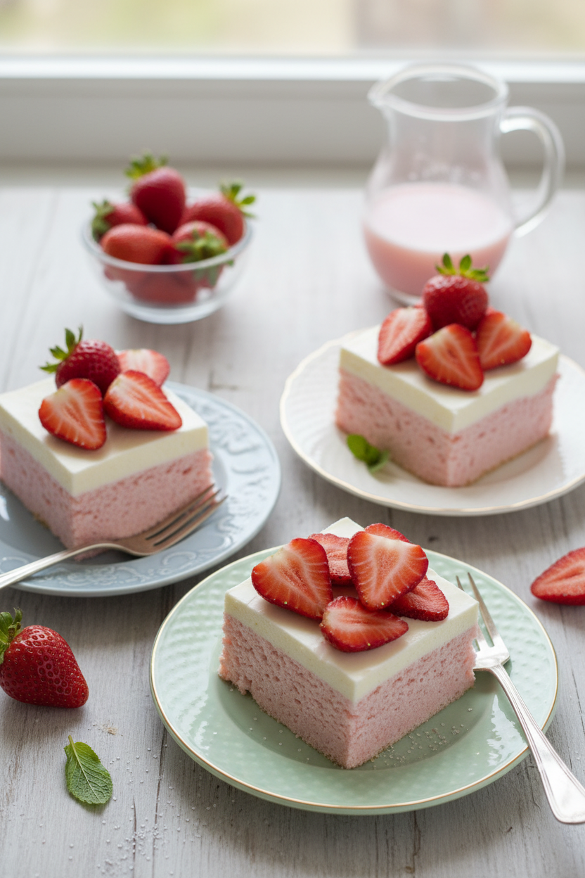 3 Ingredient No Bake Strawberry Cloud Cake
