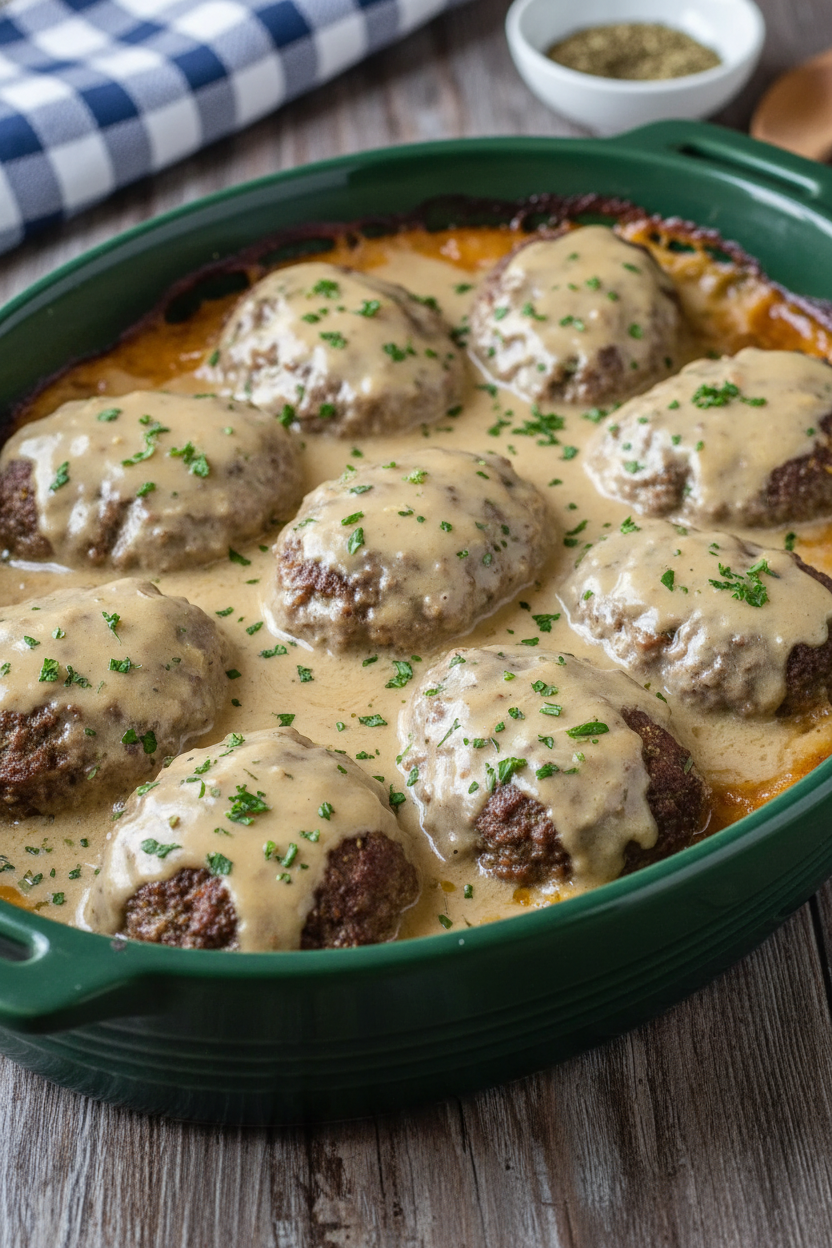 Amish Hamburger Steak Bake Recipe