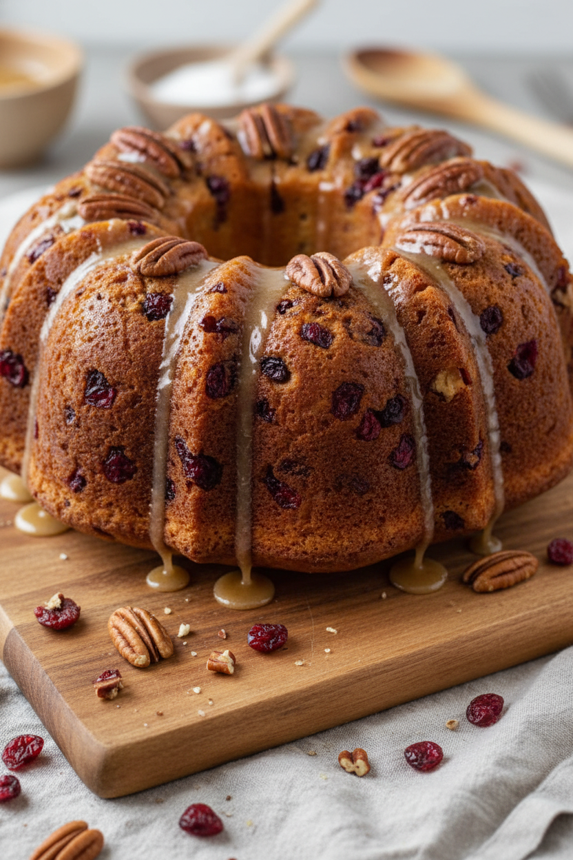 Apple Cranberry Pecan Bundt Cake Recipe