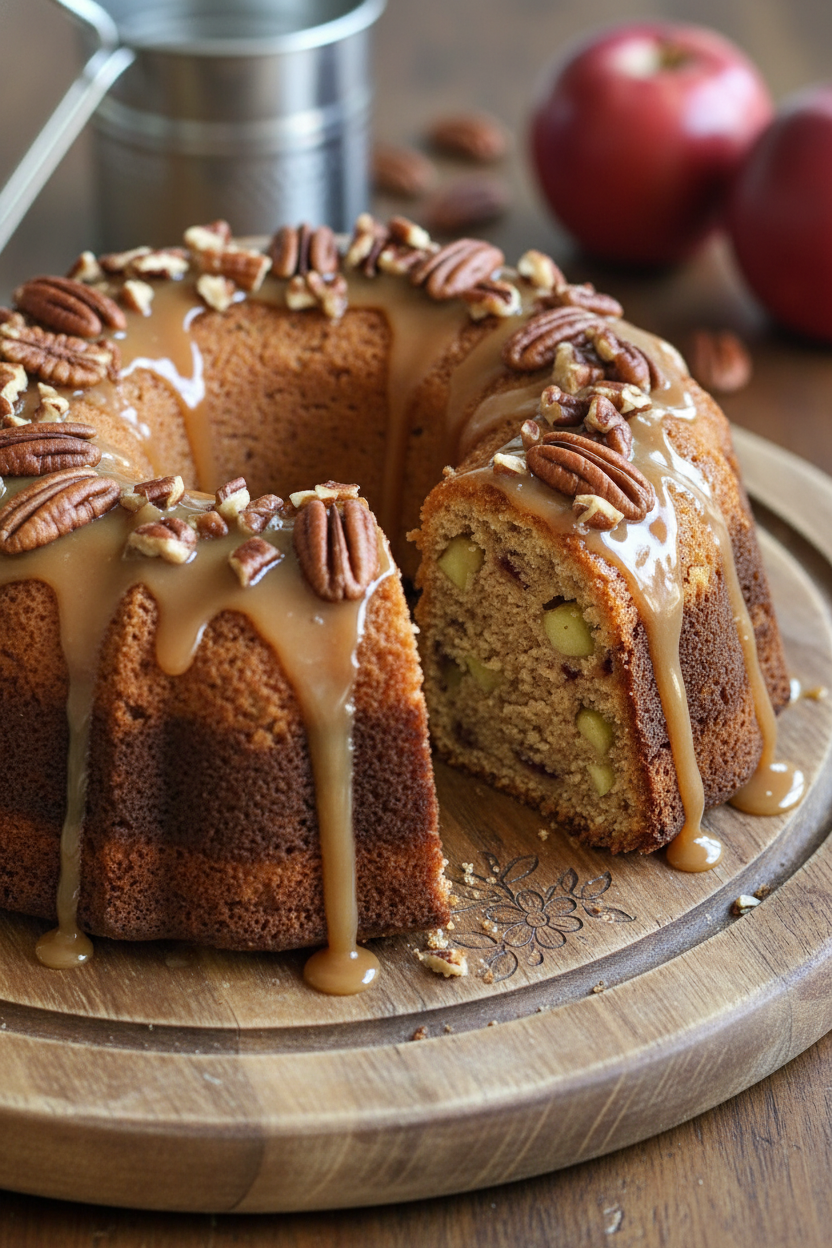 Apple Pecan Cake With Caramel Recipe