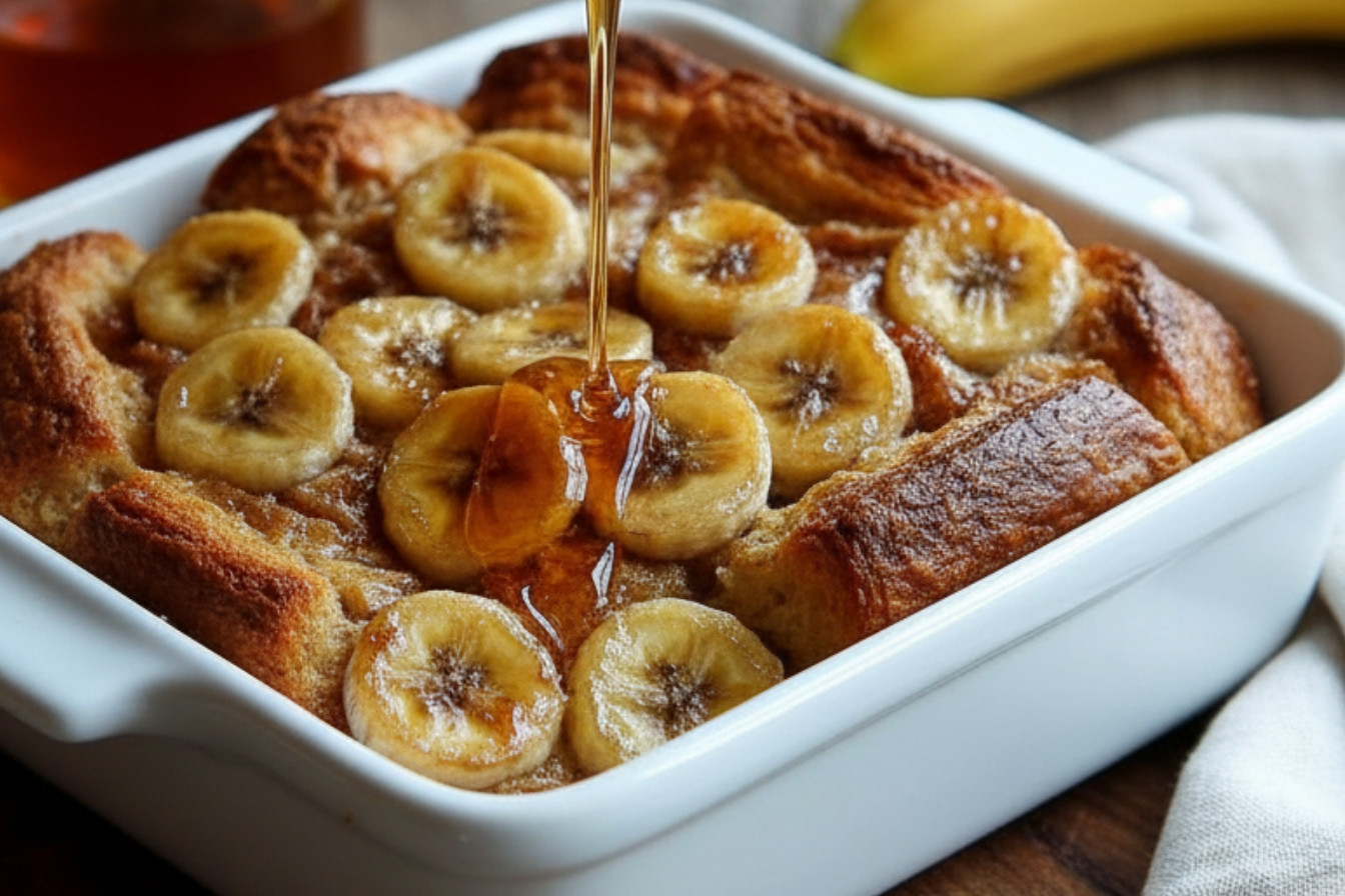 Banana Croissant French Toast Casserole Recipe