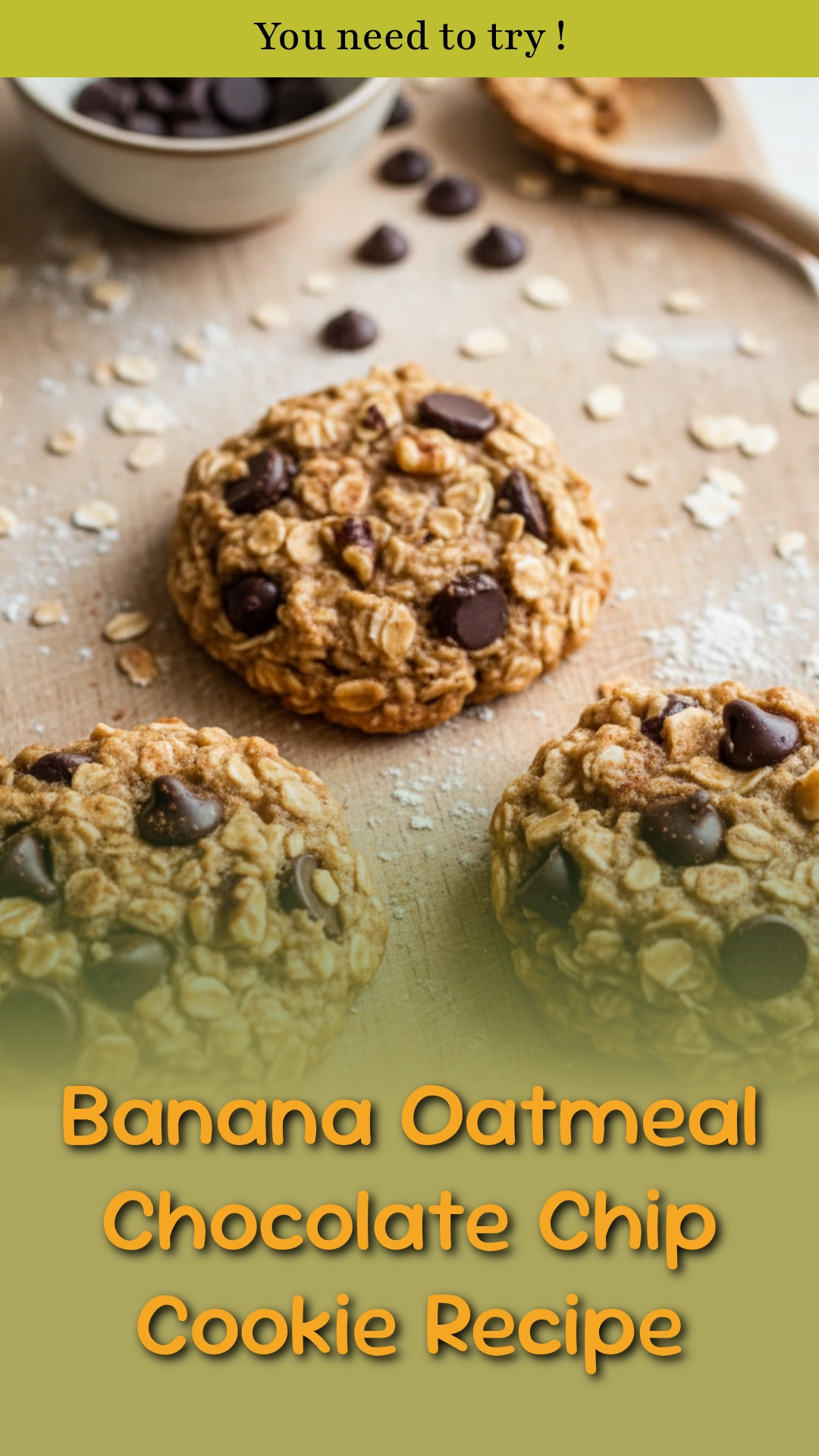 Banana Oatmeal Chocolate Chip Cookie Recipe