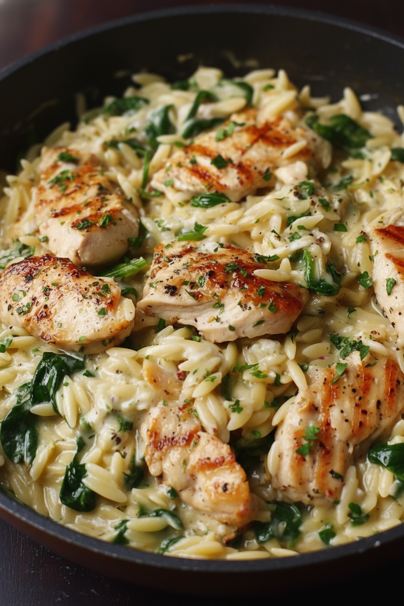 Boursin Orzo with Chicken Recipe