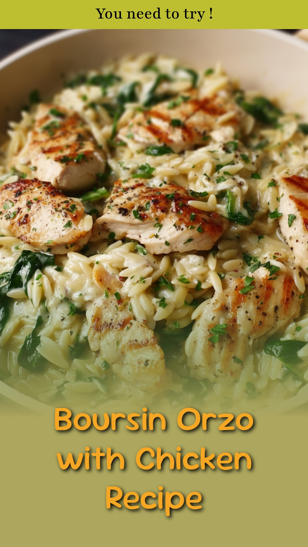 Boursin Orzo with Chicken Recipe