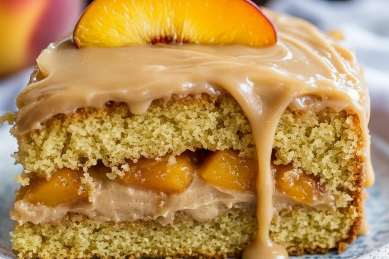 Brown Sugar Peach Cake Snack On Meat