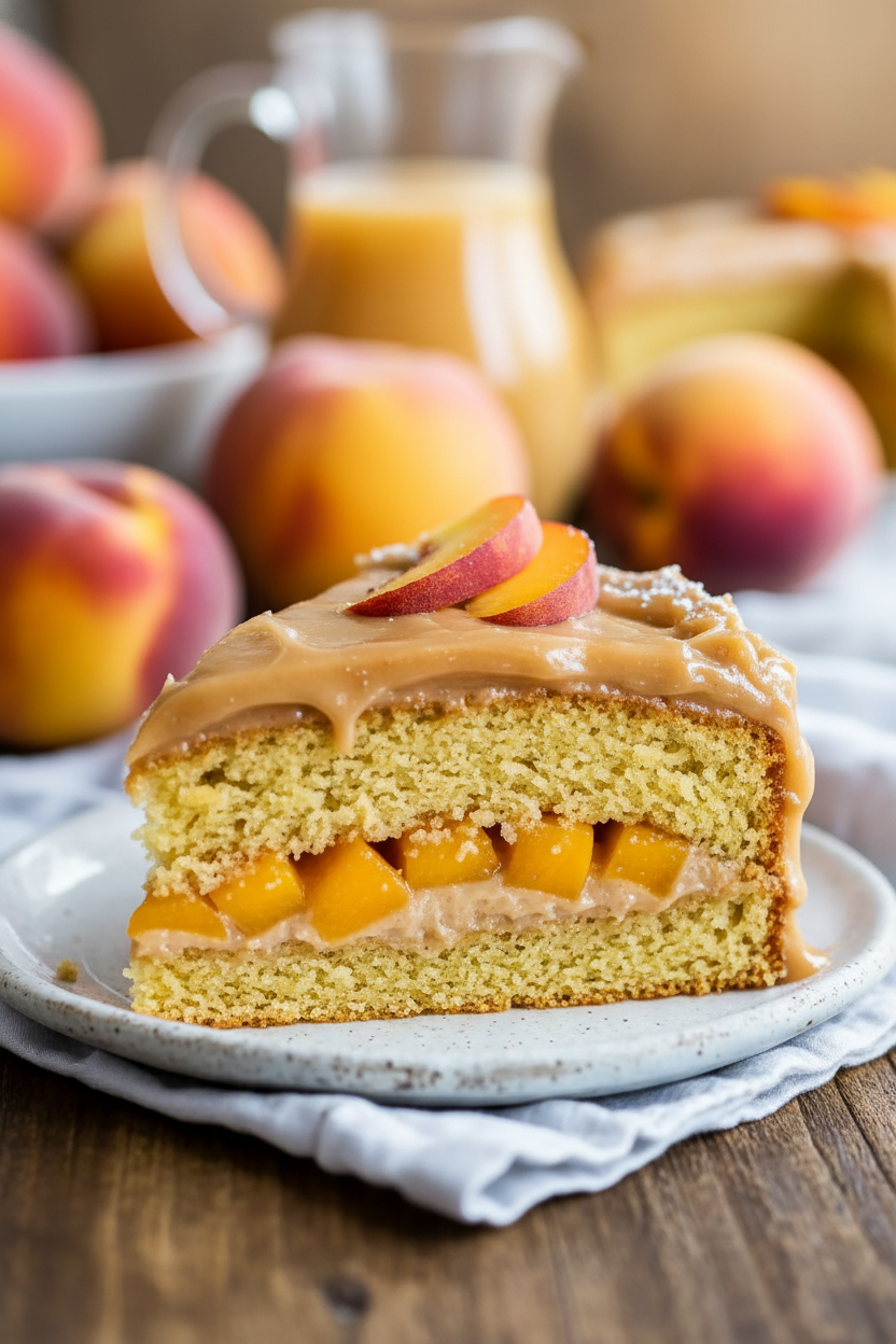 Brown Sugar Peach Cake Snack On Meat