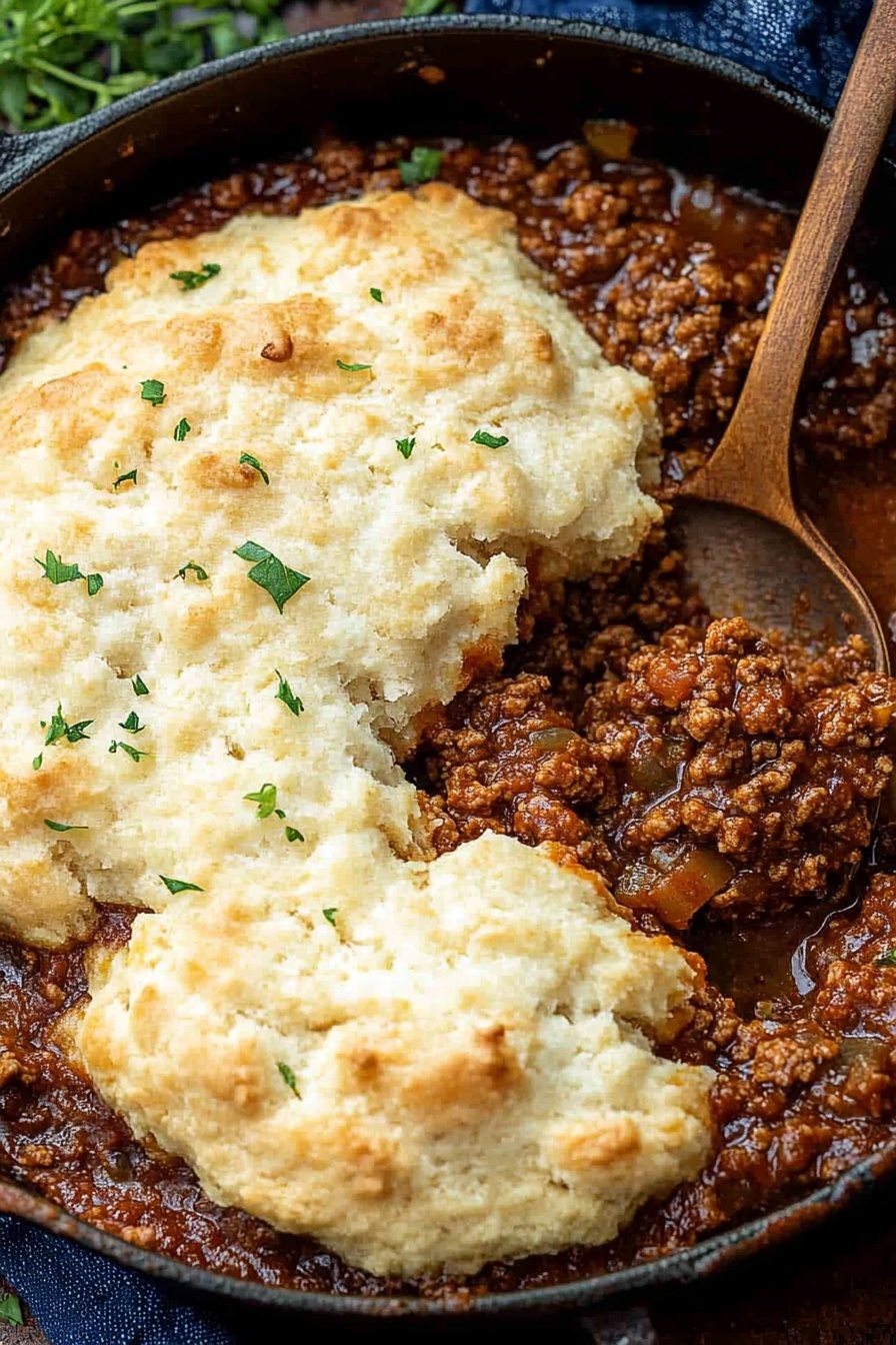Buttery Sloppy Joe Biscuit Bake