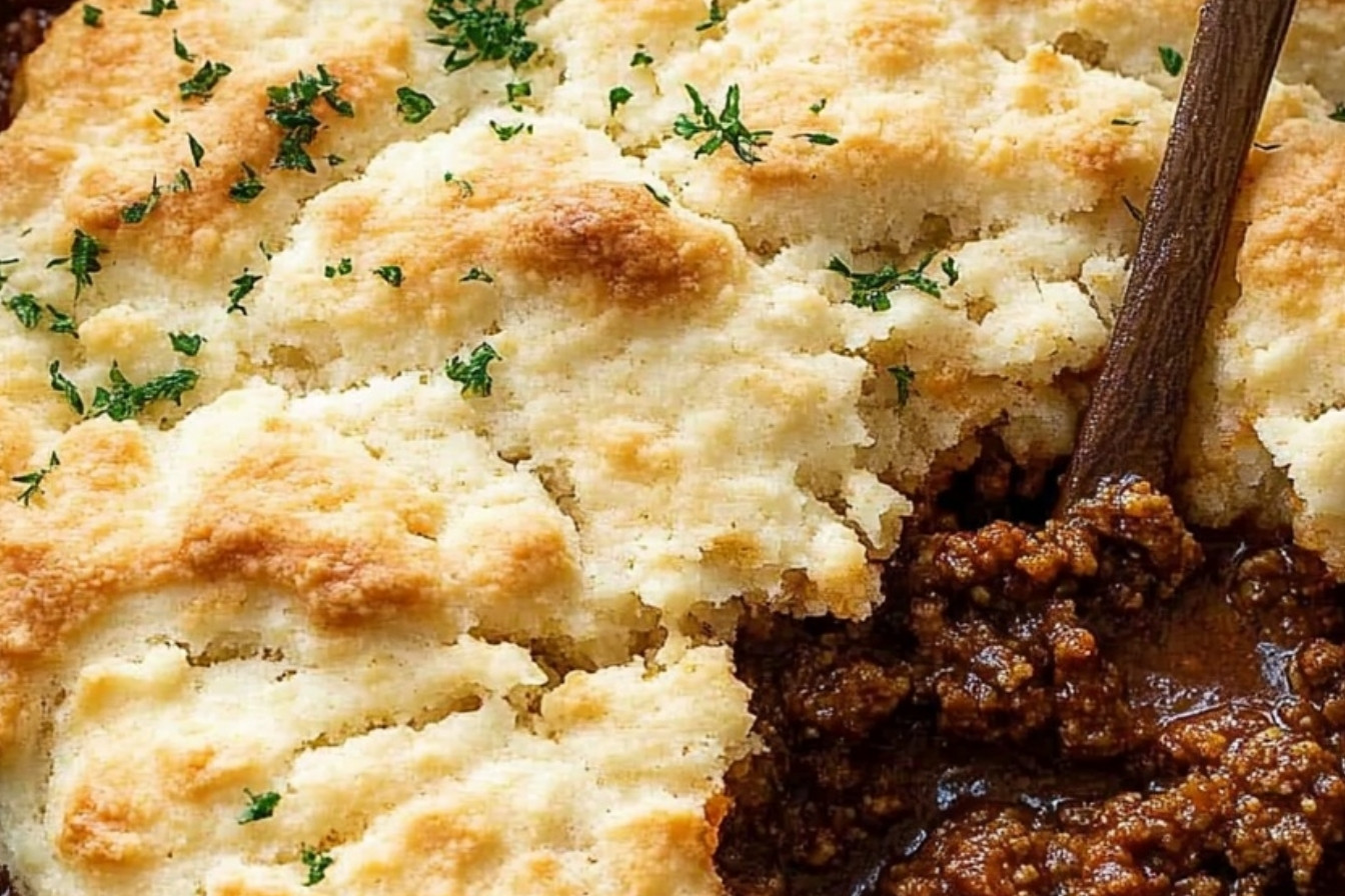 Buttery Sloppy Joe Biscuit Bake