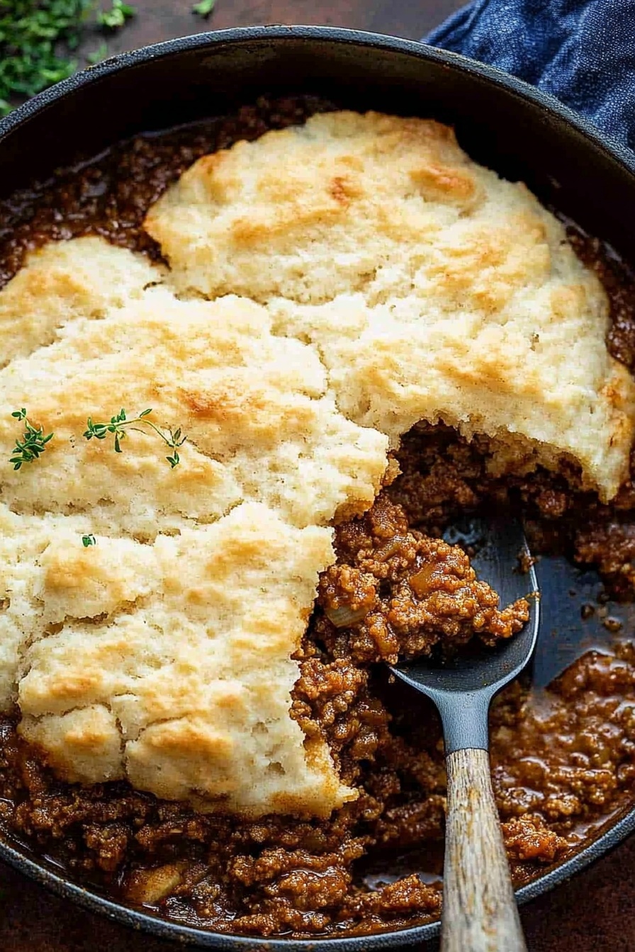 Buttery Sloppy Joe Biscuit Bake