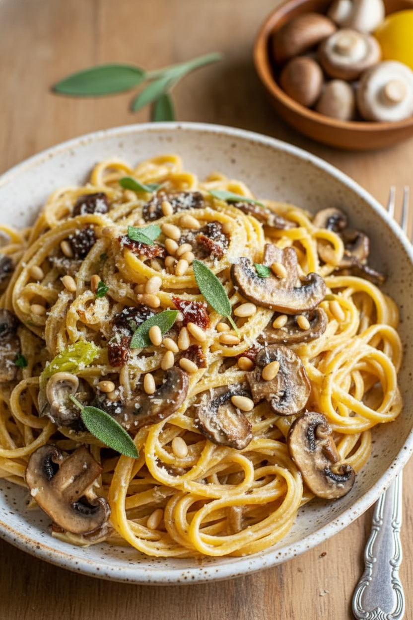 Caramelized Leek Mushroom Gruyere Pasta