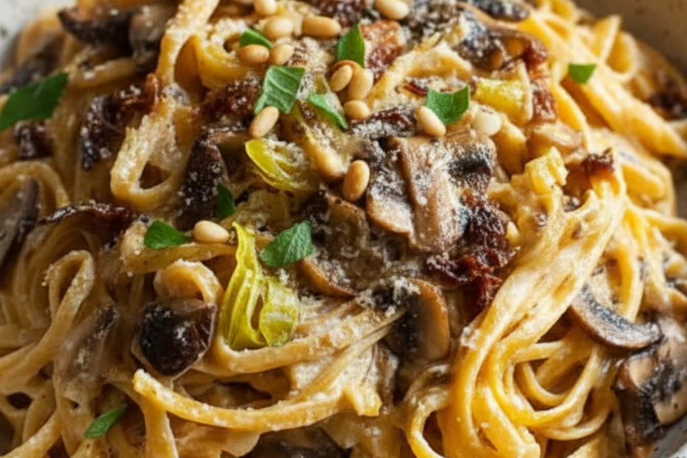 Caramelized Leek Mushroom Gruyere Pasta