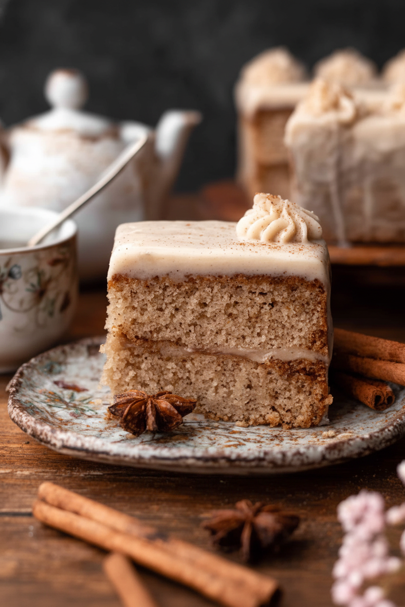 Chai Cake with Brown Butter Cream Cheese Frosting