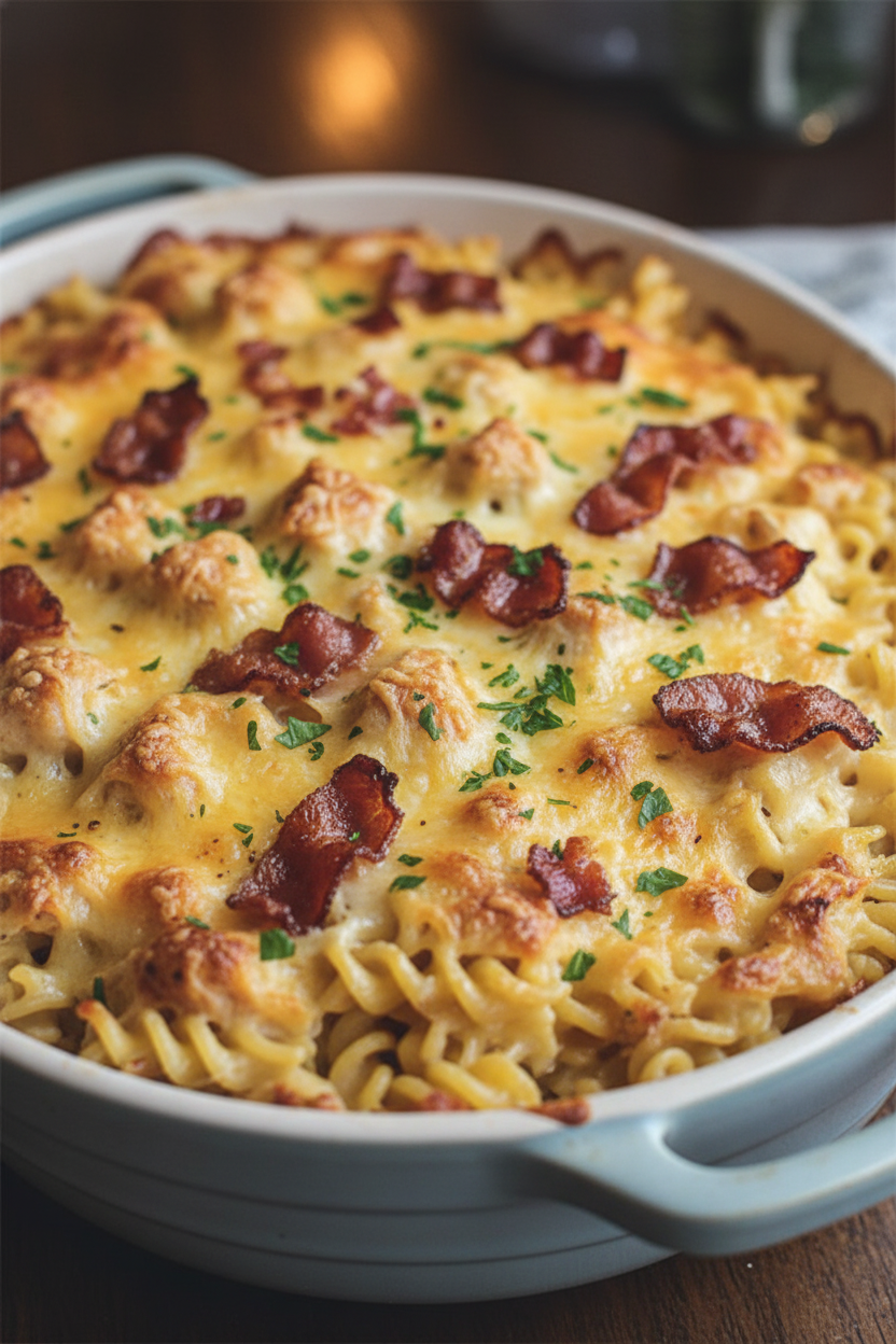 Cheesy Chicken Bacon Pasta Bake Recipe