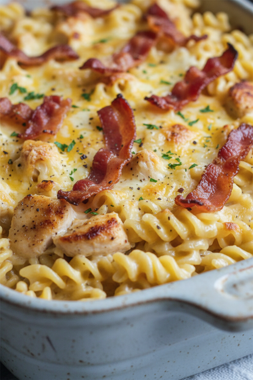 Cheesy Chicken Bacon Pasta Bake Recipe