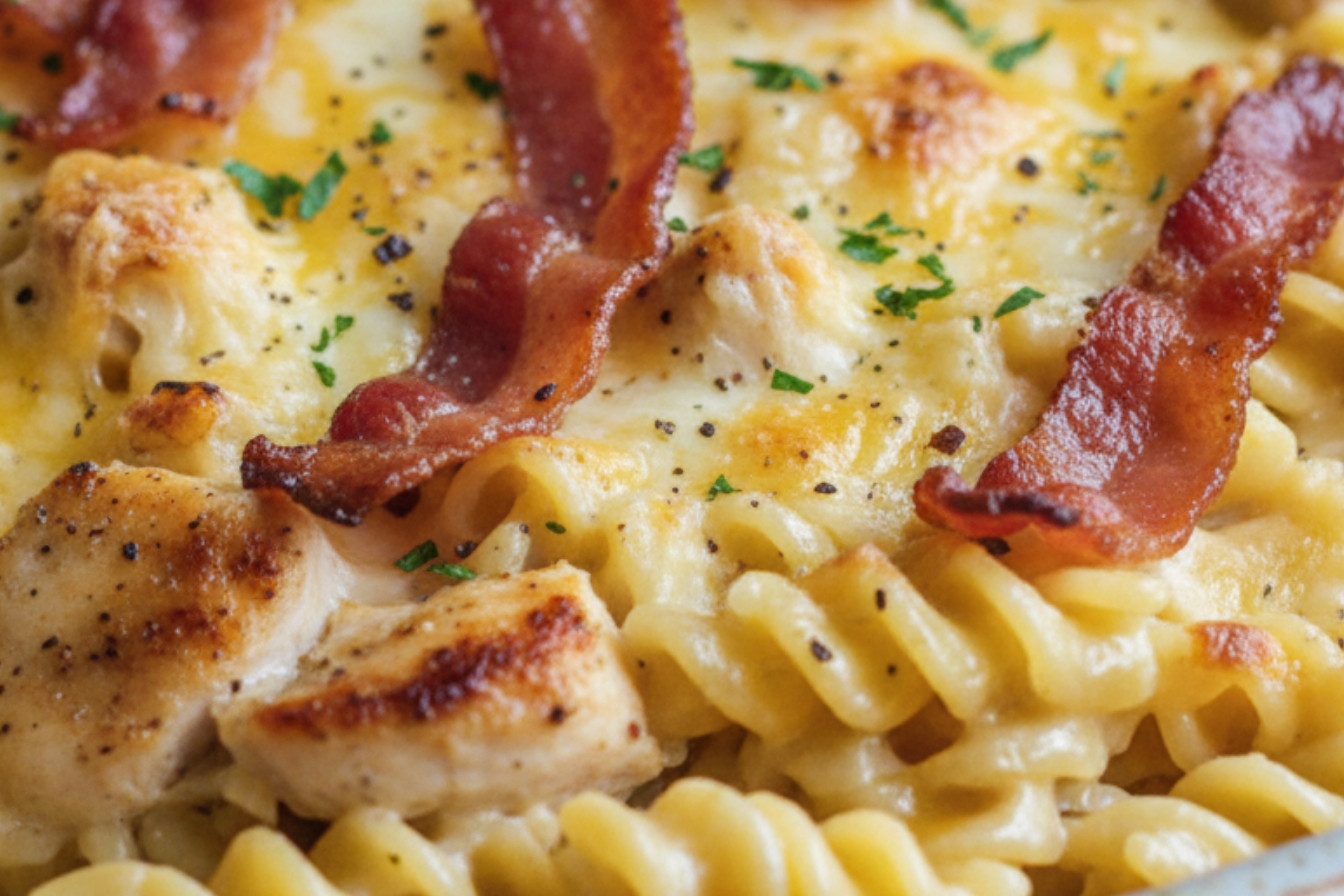 Cheesy Chicken Bacon Pasta Bake Recipe