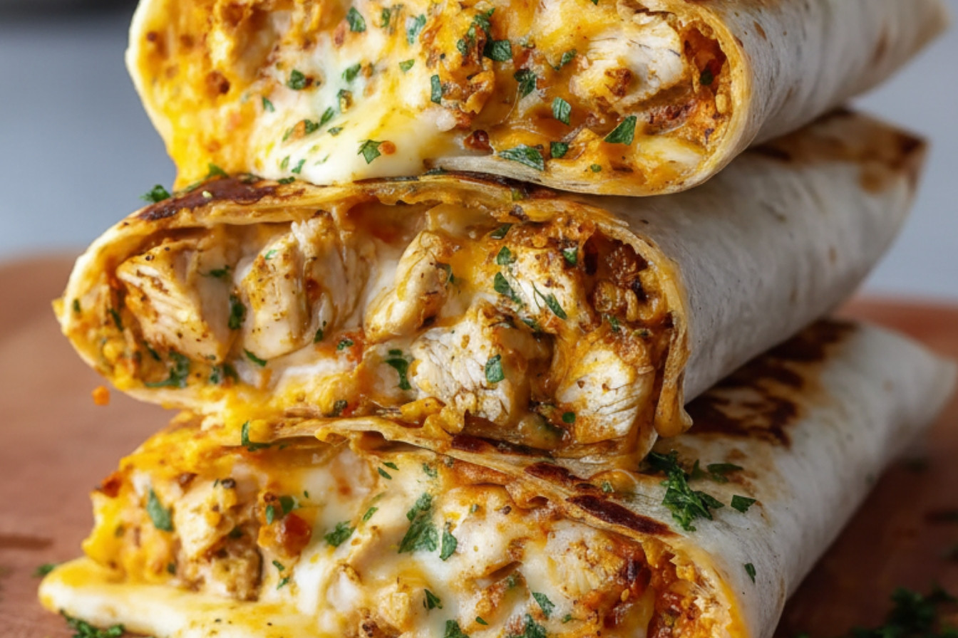 Cheesy Garlic Chicken Wraps You Will Devour