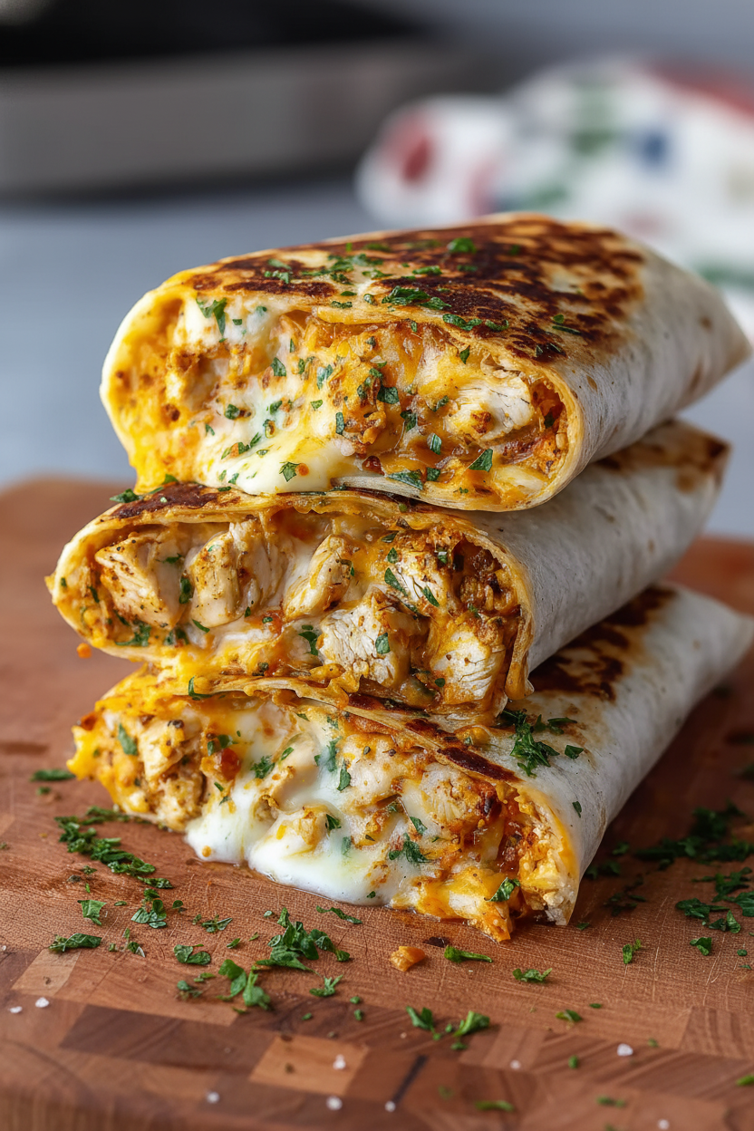 Cheesy Garlic Chicken Wraps You Will Devour
