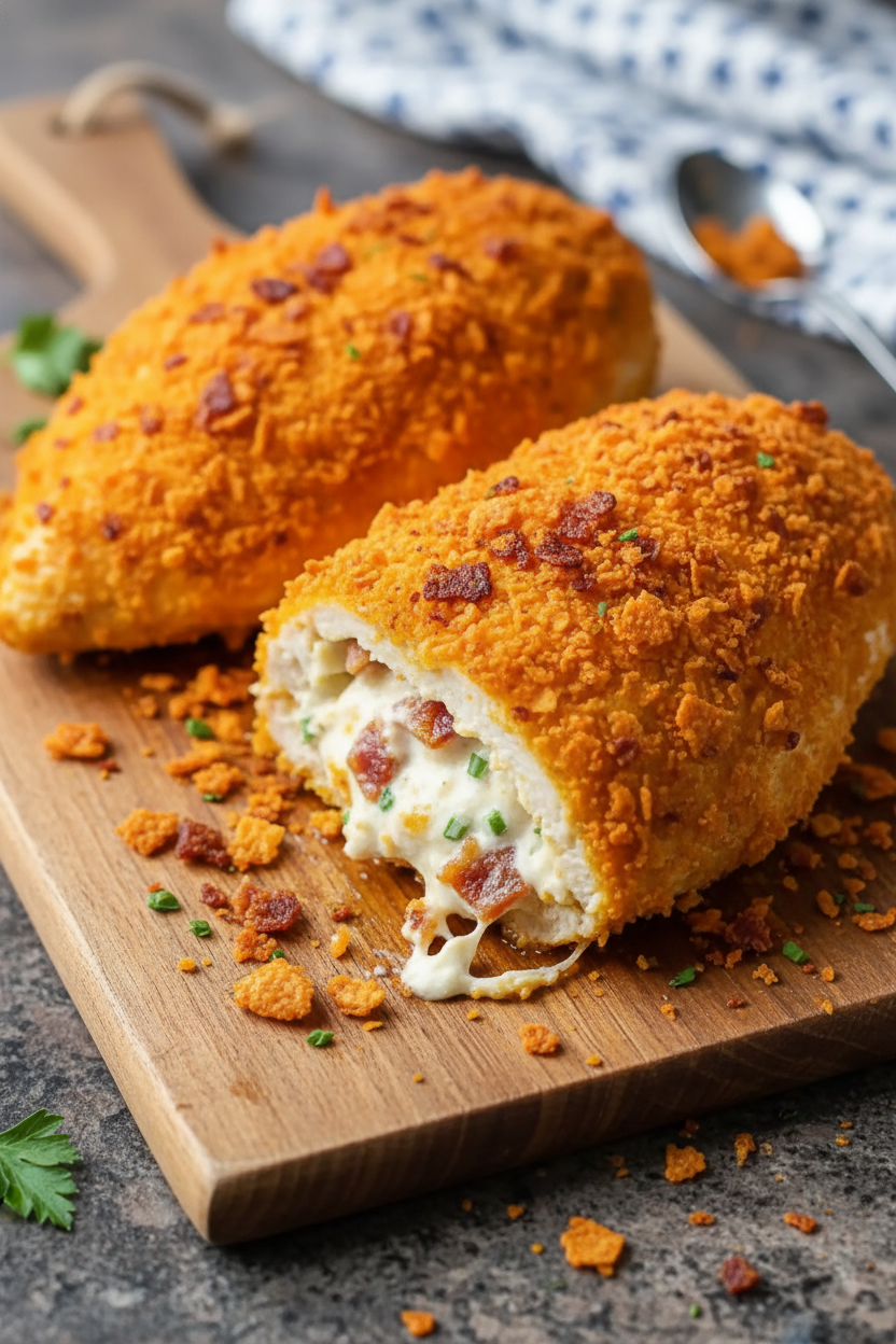 Cream Cheese Bacon Stuffed Doritos Chicken