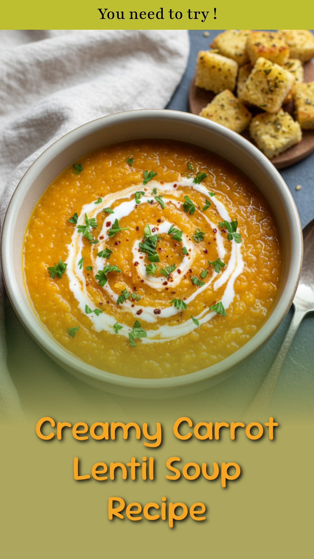 Creamy Carrot Lentil Soup Recipe